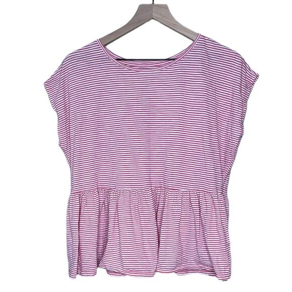 Ann Taylor Loft Tops - Loft Shirt Womens Medium Babydoll Striped Pink White Ruffle